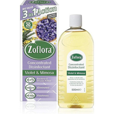 Zoflora Concentrated Disinfectant Violet and Mimosa 500ml (Pack of 3)