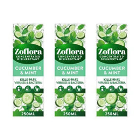 Zoflora Cucumber & Mint Multipurpose Disinfectant cleaner 250ml - Pack of 3