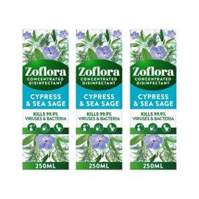 Zoflora Cypress & Sea Sage Concentrated Disinfectant 250ml - Pack of 3