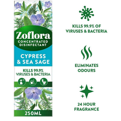 Zoflora Cypress & Sea Sage Concentrated Disinfectant 250ml - Pack of 6