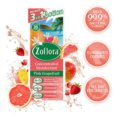 Zoflora Pink Grapefruit Concentrated 3-in-1 Multipurpose Disinfectant 500ml