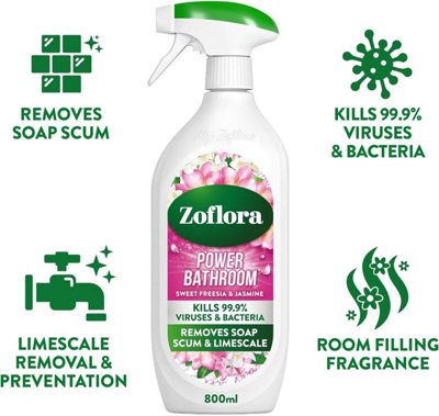 Zoflora Power Bathroom Spray Sweet Freesia & Jasmine 800ml Pack of 6