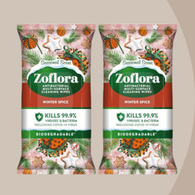 Zoflora Winter Spice - Antibacterial Multi - Surface Cleaning 216 Large Wipes (108x2)