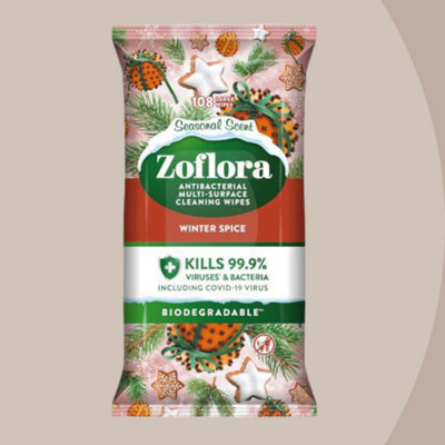 Zoflora Winter Spice Wipes kill 99.9% enveloped viruses