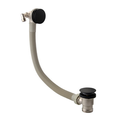Zoia Black Double Outlet Thermostatic Valve with Round Controls & Slide Rail Kit & Bath Filler
