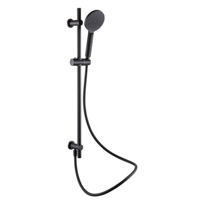Zoia Black Double Outlet Thermostatic Valve with Round Controls & Slide Rail Kit - 3