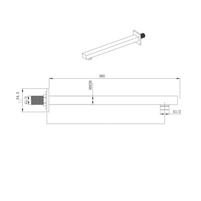 Zoia Black Double Outlet Thermostatic Valve with Square Controls & Slide Rail Kit - 7