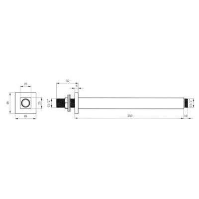 Zoia Black Square Ceiling Mounted Shower Arm - 1