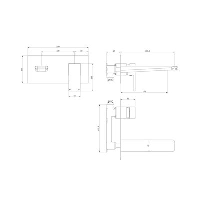 Zoia Black Wall Mounted Mixer Basin Tap