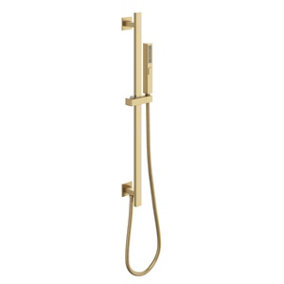 Zoia Brushed Gold Shower Slider Rail Kit with Handset & Built In Wall Outlet