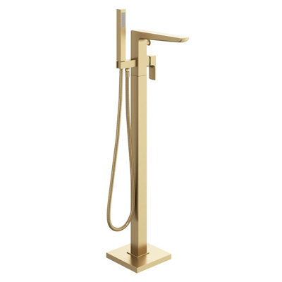 Zoia Gold Floor Standing Bath Shower Mixer Tap