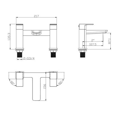 Zoia Gun Grey Basin & Bath Filler Tap Package Inc Basin & Bath Waste - 7