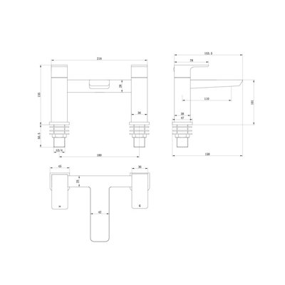 Zoia Gun Grey Bath Filler Mixer Tap