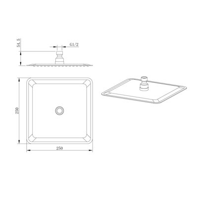 Zoia Gun Grey Double Outlet Thermostatic Valve with Square Controls & Slide Rail Kit - 5