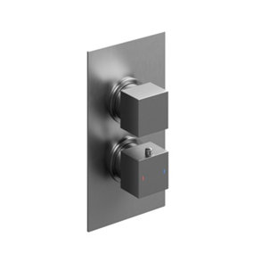 Zoia Gun Grey Dual Outlet Square Concealed Shower Valve