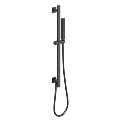 Zoia Gun Grey Triple Outlet Thermostatic Valve with Square Controls & Slide Rail Kit - 3