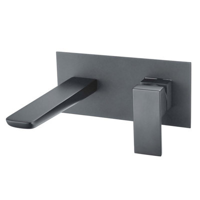 Zoia Gun Grey Wall Mounted Mixer Basin Tap