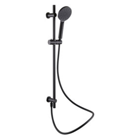 Zoia Round Black Shower Slider Rail Kit with Handset & Built In Wall Outlet