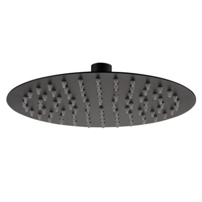 Zoia Round Stainless Steel Black Rainfall Shower Head (W)350mm