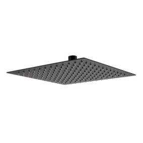 Zoia Square Stainless Steel Black Rainfall Shower Head (W)250mm