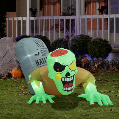 Zombie Tombstone Outdoor Halloween Inflatable with LED Lights Yard Decoration 150cm