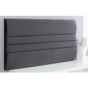 Zona Plush Velvet 2ft6 Small Single 20" Headboard -  Grey