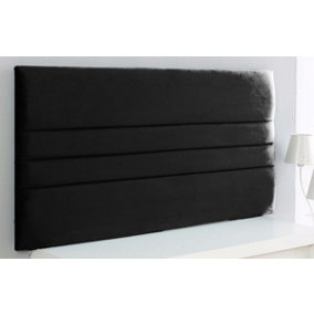 Zona Plush Velvet 4ft6 Double 20" Headboard -  Black