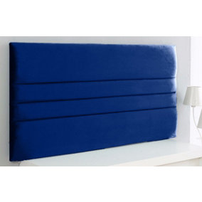 Zona Plush Velvet 5ft Kingsize 20" Headboard -  Blue