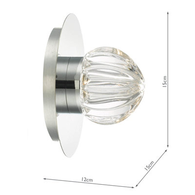 Zondra Bathroom Wall Light Polished Chrome Glass LED IP44 - 3
