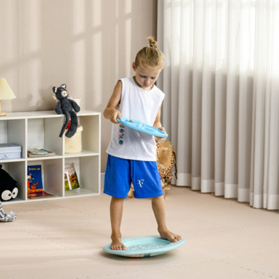 ZONEKIZ 2 in 1 Balance Board Kids Wobble Board with Ball Blue