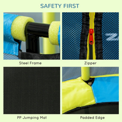 ZONEKIZ 4.6FT Kids Trampoline with Enclosure Safety Net - 7