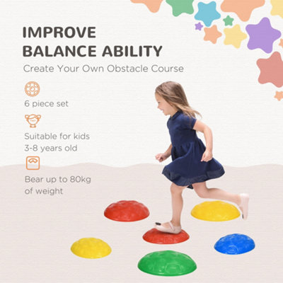 ZONEKIZ 6PCs Balance Stepping Stones w/ Non-Slip Mats for Ages 3-8 Years