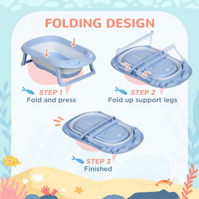 ZONEKIZ Foldable Baby Bathtub w/ Non-Slip Support Legs - 4