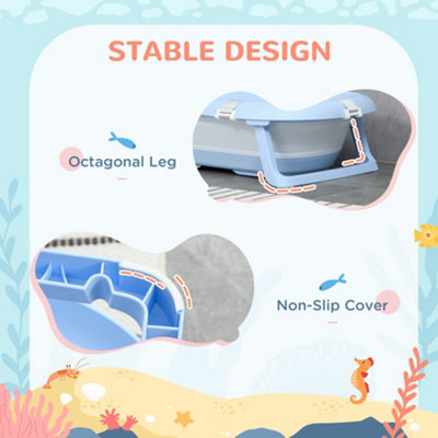 ZONEKIZ Foldable Baby Bathtub w/ Non-Slip Support Legs - 5