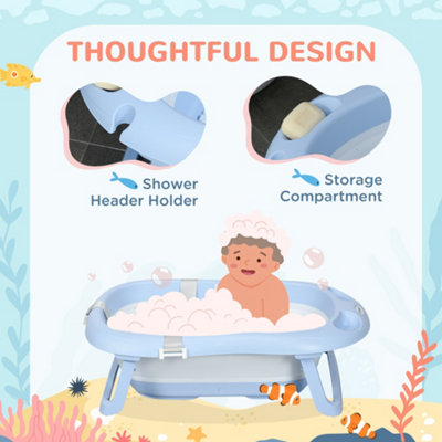 ZONEKIZ Foldable Baby Bathtub w/ Non-Slip Support Legs - 6