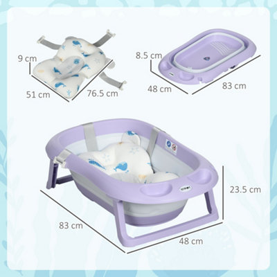 ZONEKIZ Foldable Baby Bathtub w/ Non-Slip Support Legs - 3