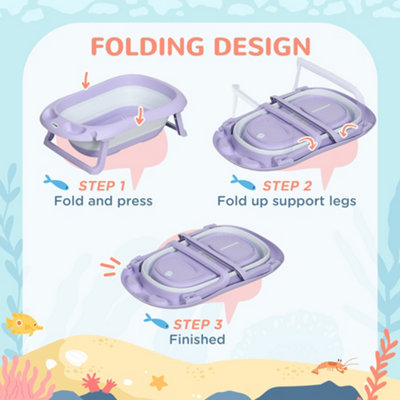 ZONEKIZ Foldable Baby Bathtub w/ Non-Slip Support Legs - 4