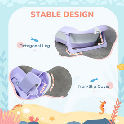 ZONEKIZ Foldable Baby Bathtub w/ Non-Slip Support Legs - 5