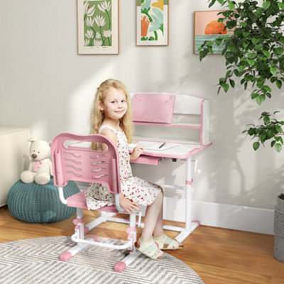ZONEKIZ Height Adjustable Kids Desk and Chair Set, with