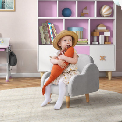 ZONEKIZ Kids Armchair Toddler Sofa Chair Cloud-Shaped for 1.5-3 Years Grey