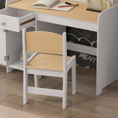 Qaba Kids Desk And Chair Set For 5-8 Year Old With Storage, Study Table