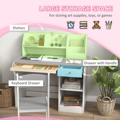 ZONEKIZ Kids Desk and Chair Set with Storage for Ages 5 8 Years