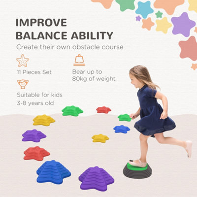 ZONEKIZ Kids Stepping Stones, 11 Pieces Balance River Stones for Obstacle Course