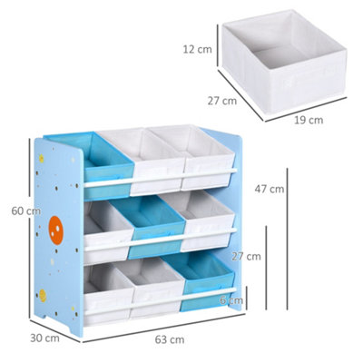 ZONEKIZ Kids Storage Unit Toy Box Bookshelf w/ Nine Removable Baskets - Blue