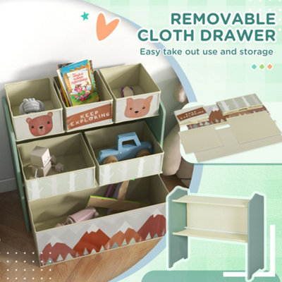 ZONEKIZ Kids Storage Unit with 6 Boxes, Childrens Toy Storage Organiser ...