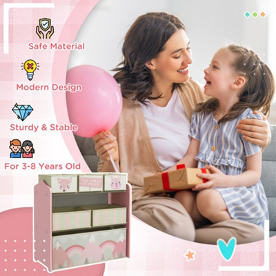 ZONEKIZ Kids Storage Unit with 6 Boxes, Childrens Toy Storage ...