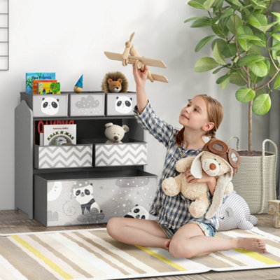 ZONEKIZ Kids Storage Unit with Boxes, Toy Storage Organiser, Grey