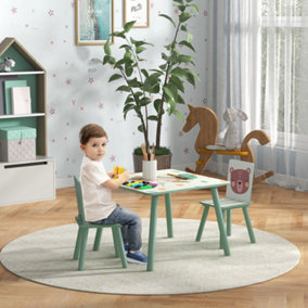 ZONEKIZ Kids Table and Chairs, Children Desk with 2 Chairs, Green