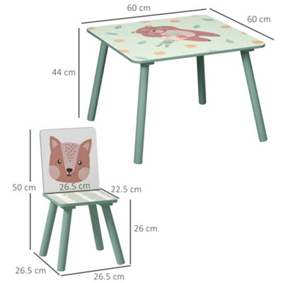 ZONEKIZ Kids Table and Chairs, Children Desk with 2 Chairs, Green