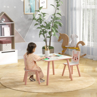 ZONEKIZ Kids Table and Chairs, Childrens Desk with 2 Chairs, Pink | DIY ...
